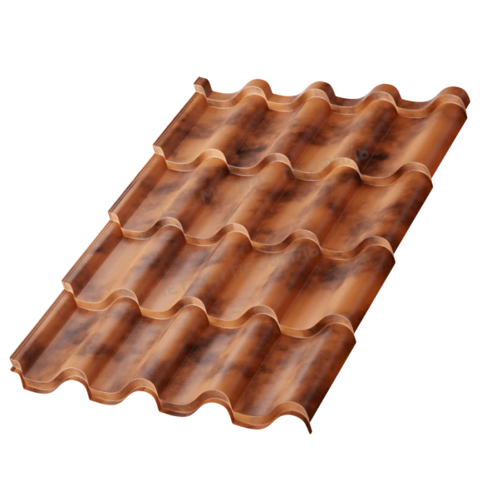 Металлочерепица Металл-Профиль Монтерроса-S 0,5 CLOUDY® Anticato Терракотовый