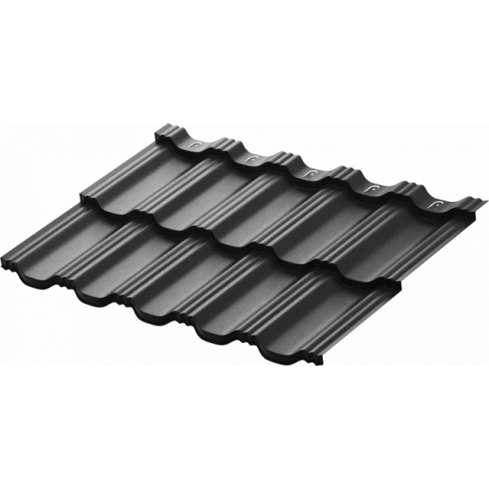 Модульная металлочерепица Aquasystem Гётеборг 0,5 мм PE Matt Zn 140 (Россия) RAL 9005 (черный)