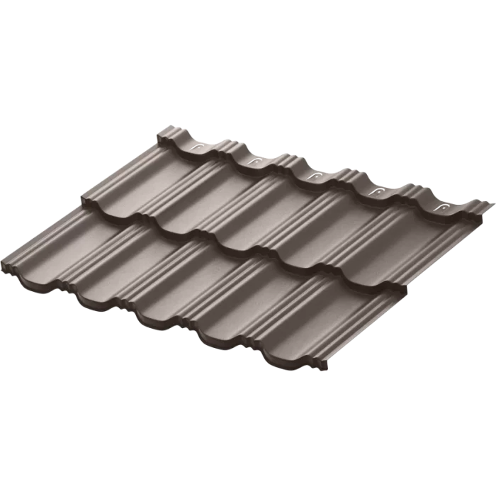Модульная металлочерепица Aquasystem Гётеборг 0,5 мм PE Matt Zn 140 (Россия) RAL 8019 (т-коричневый)