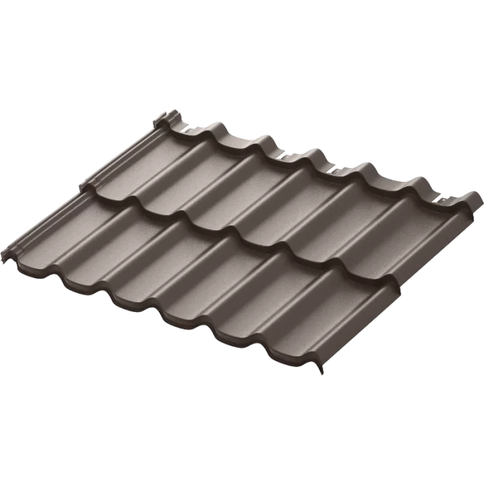 Модульная металлочерепица Aquasystem Стокгольм 0,5 мм PE Matt Zn 140 (Россия) RAL 8019 (т-коричневый)